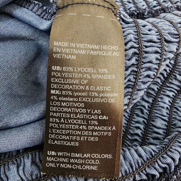 White House Black Market Womens Tee Small Smocked Hem Blue Short Sleeve Lyocell - Picture 8 of 9